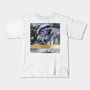 Midnight golden geometric marble Kids T-Shirt